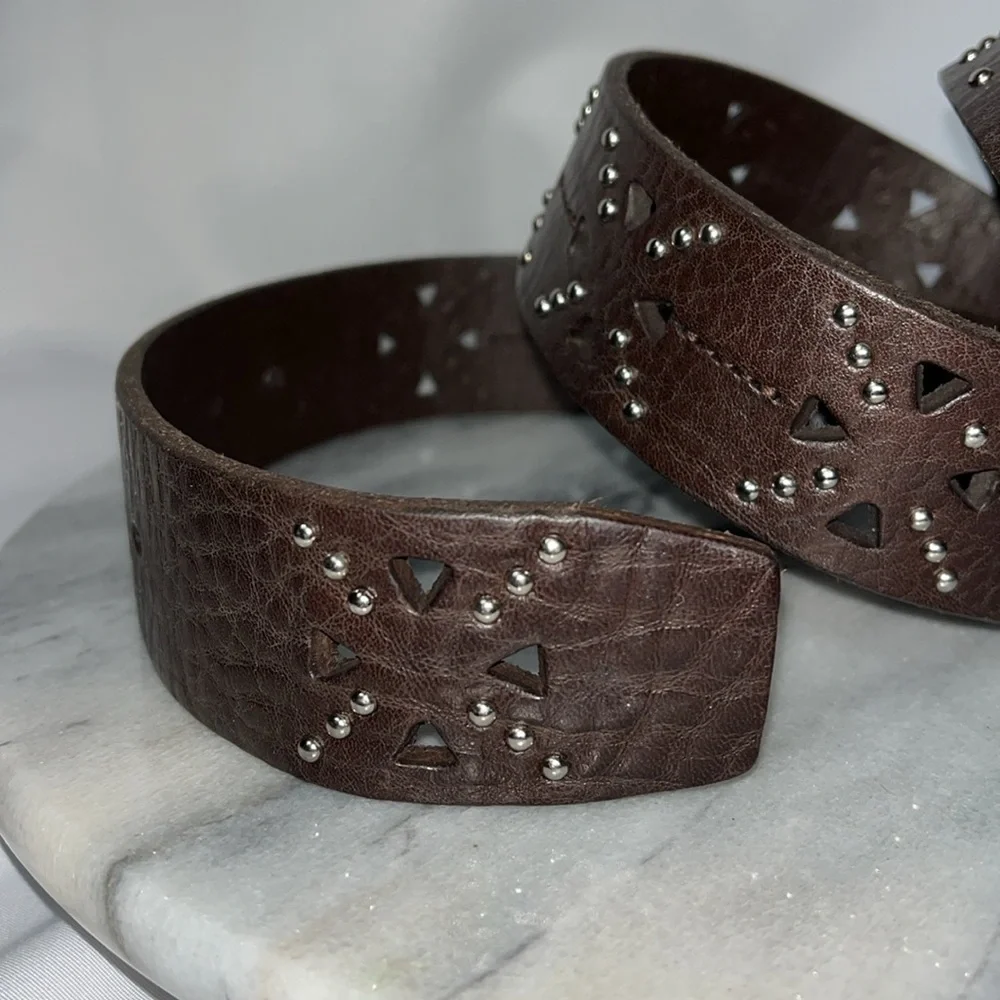 Honest by Brighton studded cut out leather western belt Sz 40 Brown